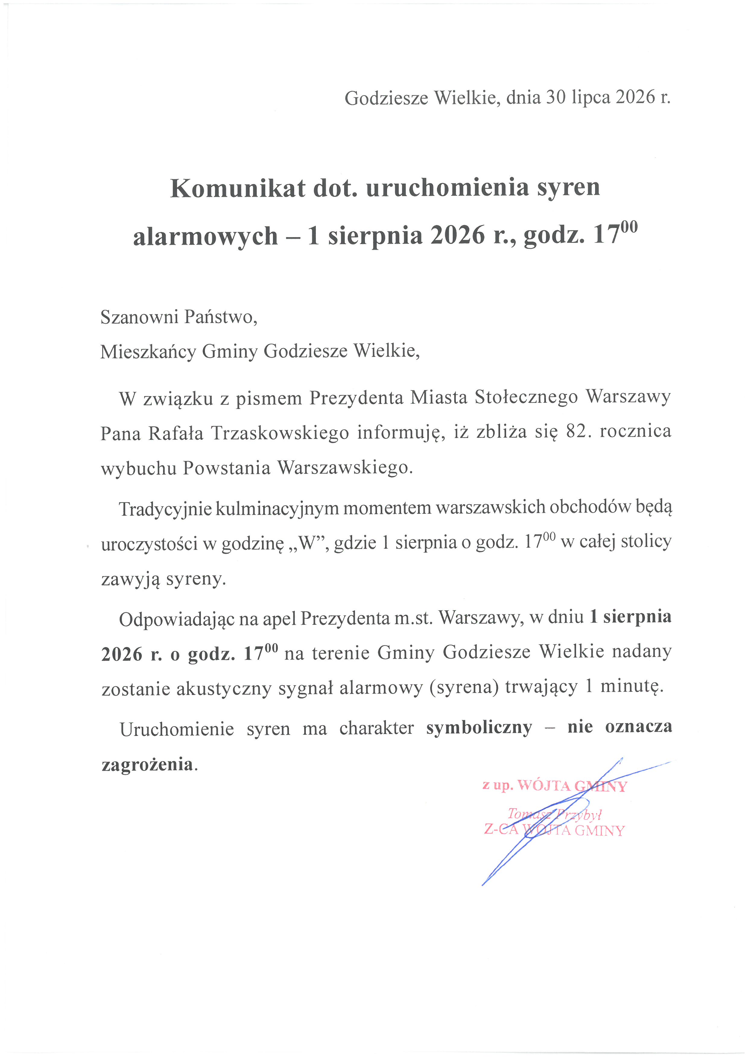 Komunikat 01.08.2026